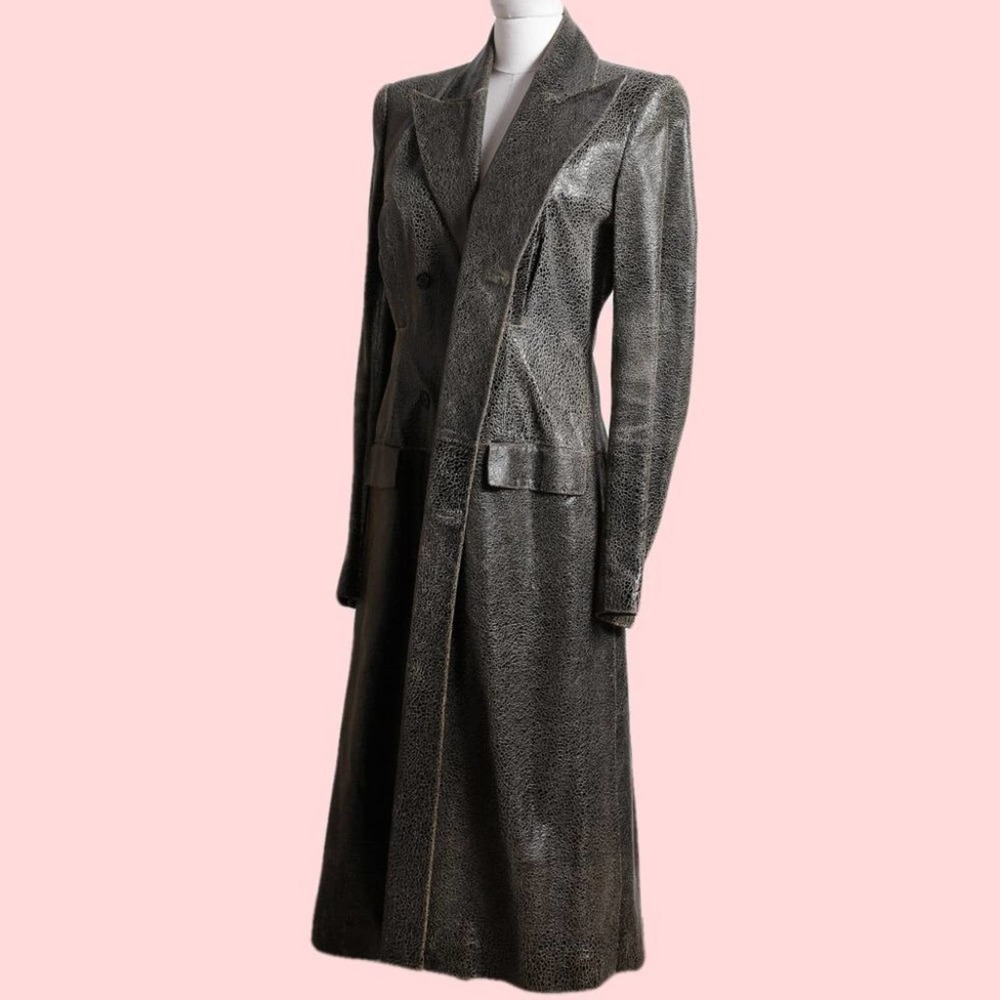 ALEXANDER MCQUEEN Vintage 1999 Long Leather Jacket - Picture 3 of 6